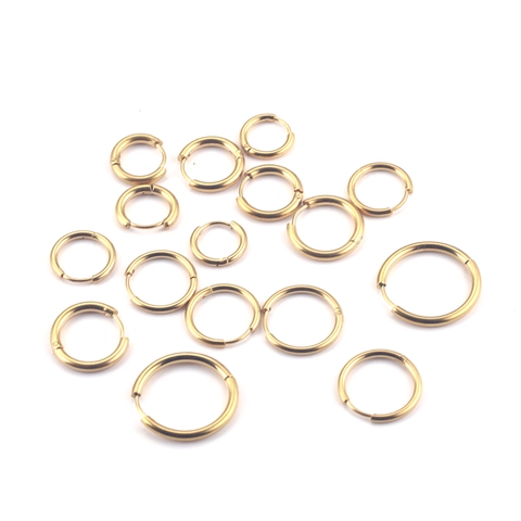 Stainless Steel Hoop Earrings For Women Minimalist Round Geometric Ear Buckle Vacuum Electroplated Gold Silver Jewelry Findings