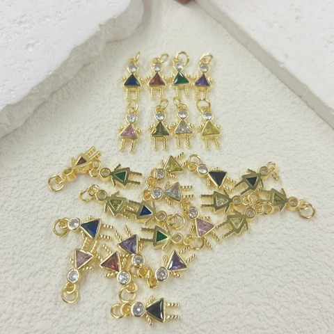 Refined Copper Zirconia Little Girl Pendant Cartoon Triangle Charm For DIY Jewelry Making Necklaces Bracelets Accessories For Women