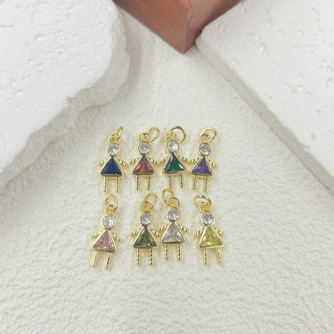 Refined Copper Zirconia Little Girl Pendant Cartoon Triangle Charm For DIY Jewelry Making Necklaces Bracelets Accessories For Women