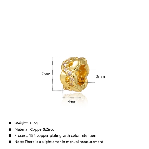 18K Gold Plated Copper Zirconia Spacer Beads Hollow Flower Round Loose Beads For DIY Bracelet Necklace Jewelry Making Findings
