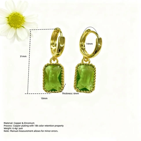 Elegante Geometrische Rechteckige Ohrhänger Kupfer Vergoldet Strass Ohrringe Für Damen Mode Schmuck Geschenk