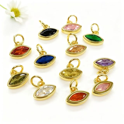 Colgante de Ojo de Zirconia Colorida Marquesa Chapado en Oro de 18k Latón para DIY Collar Pendientes Fabricación Joyas