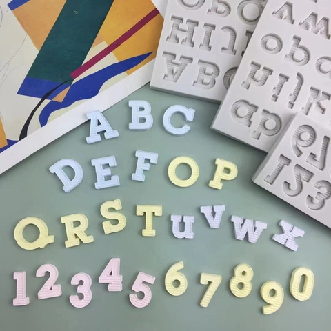 Gestreepte Alfabet Nummer Siliconen Cakevorm 3D Letters Cijfers Fondant Chocolade Klei DIY Bakken Decoratie Tool