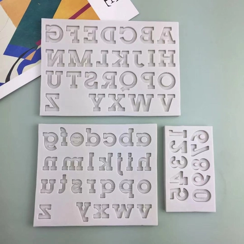 Gestreepte Alfabet Nummer Siliconen Cakevorm 3D Letters Cijfers Fondant Chocolade Klei DIY Bakken Decoratie Tool