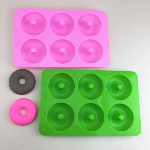 6 Cavity Donut Silicone Mold Flexible Non Stick Silicone Baking Pan For Cake Chocolate Jelly Pudding Soap Decorating