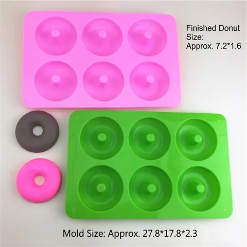 6 Cavity Donut Silicone Mold Flexible Non Stick Silicone Baking Pan For Cake Chocolate Jelly Pudding Soap Decorating