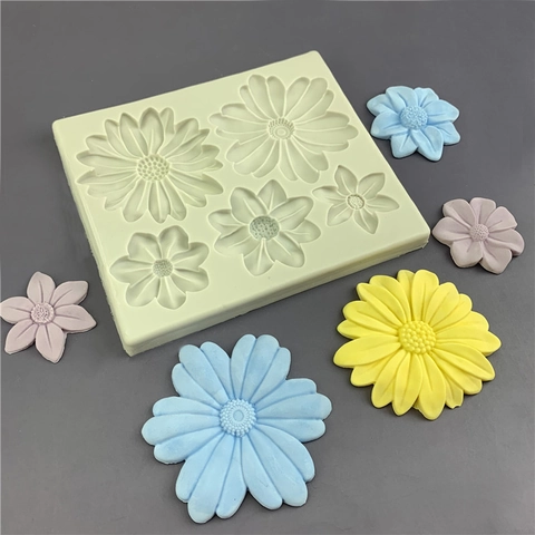 Multi Hohlraum Gänseblümchen Silikonform Sonnenblume Fondant Kuchendekoration Schokolade Seife Handwerk Backwerkzeug Zubehör