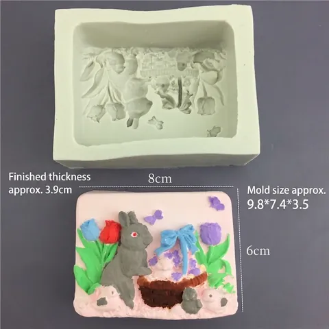 Wald Hase Korb Silikonform 3D Relief Blume Schmetterling Kuchenform Für Schokolade Mousse Gips Kerze Seife DIY Backwerkzeuge