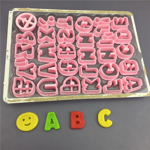 Alfabeto Símbolos Plástico Cortadores Galletas Fondant Pastel Molde De Presión Para Pastelería Arcilla Herramientas Artesanales Rosa