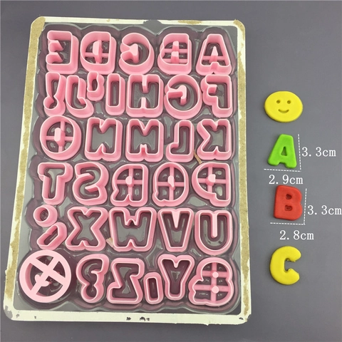 Alfabeto Símbolos Plástico Cortadores Galletas Fondant Pastel Molde De Presión Para Pastelería Arcilla Herramientas Artesanales Rosa
