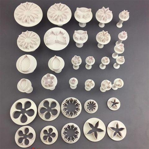 Moldes De Presión Para Hornear Diseño Flor Hoja Mariposa Corazón Estrella Para Decoración Pasteles Fondant Galletas Plástico DIY