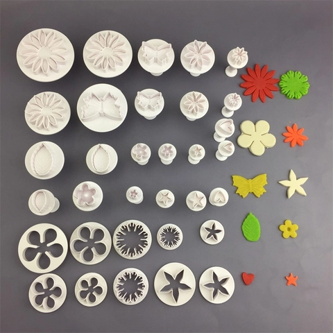Moldes De Presión Para Hornear Diseño Flor Hoja Mariposa Corazón Estrella Para Decoración Pasteles Fondant Galletas Plástico DIY