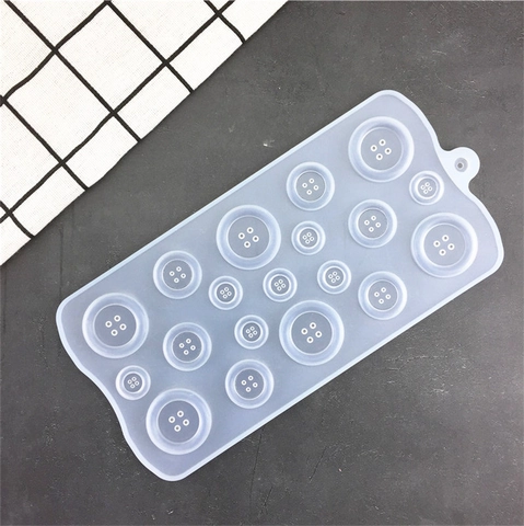 DIY 19 Holes Button Shape Silicone Mold Translucent Round Multi-Size Button Baking Chocolate Resin Soap Craft Mold