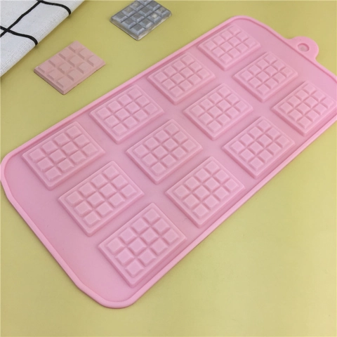 Pink 12-Grid Silicone Waffle Mold For Chocolate Biscuit Candy Fondue Cake Decoration DIY Baking Tools Home Kitchen