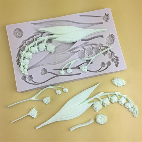 Bosstijl Lelietje-van-dalen Tak Bloem Siliconen Vorm Voor Chocolade Fondant Hars Gips Klei DIY Cake Decorating Tool