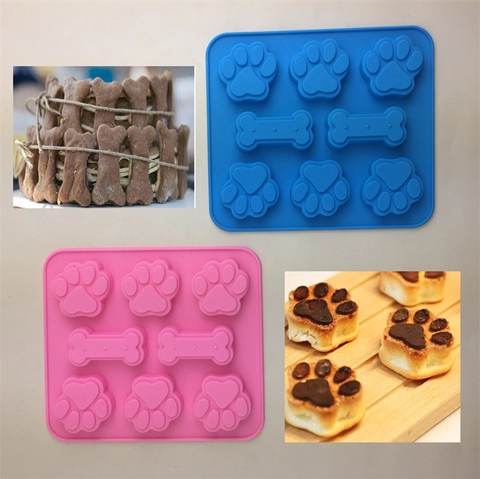 Molde de Silicona con Forma de Pata de Gato y Hueso para Hornear Pasteles Jabón Helado Gelatina Herramientas de Silicona DIY