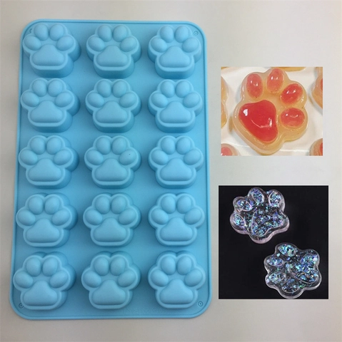 Kattenpoot Siliconen Vorm Voor Chocolade Mousse Taart Gelei Pudding Bakken Gips Hars DIY Ambachten Blauw Keuken Tool