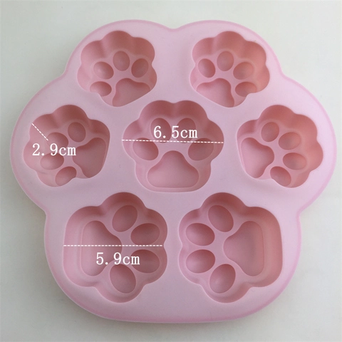 Molde de Silicona de 7 Cavidades Pata de Gato Rosa Huella de Animal para Pasteles Chocolate Gelatina Jabón Yeso Decoración DIY