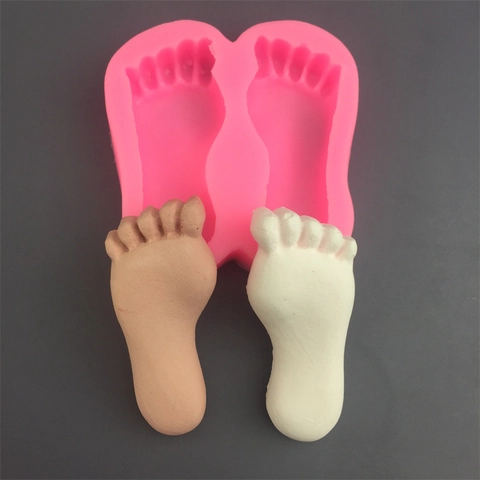 3D Fußabdruck Silikon Kuchenform Rosa Handgemachte Seife Schokolade Fondant Gelee Form Für Backen DIY Basteln Dekoration