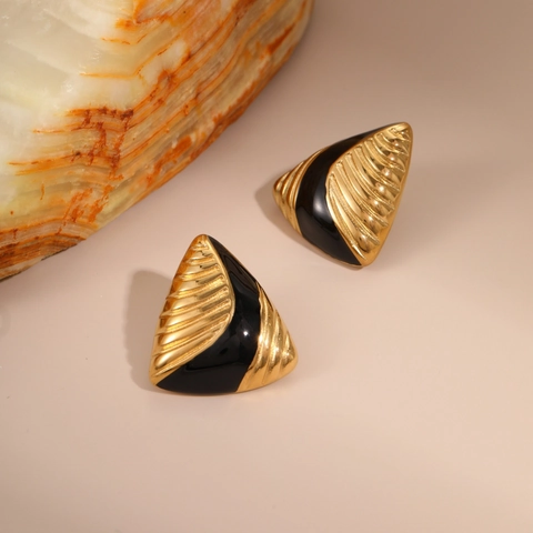 Vintage Edelstahl Schwarz Emaille Ohrringe Für Damen Geometrische Herz Ohrstecker C-Hoop Spiral Ohrringe Mode Schmuck