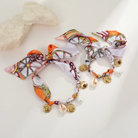 Boheemse Roestvrij Stalen Satijnen Sjaal Ketting En Armband Goud Zon Maan Schelp Bedels Luxe Vakantie Sieraden Vrouwen