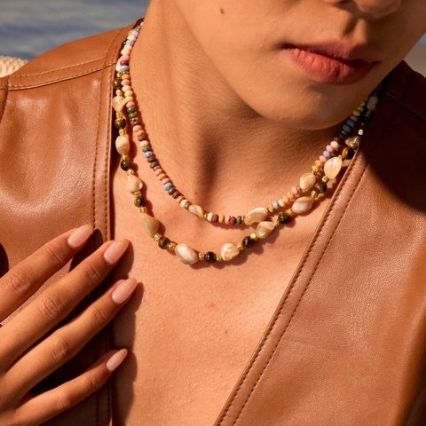 Bohemian Stainless Steel Colorful Seed Bead Necklace For Women Vintage Summer Ocean Starfish Sun Pendant Necklaces Beach Vacation Fashion Jewelry