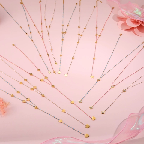 Collar Lariat en Forma de Y de Acero Inoxidable con Diamantes de Imitación Moda Elegante Colgante de Estrella Corazón Cruz Joyería Mujer