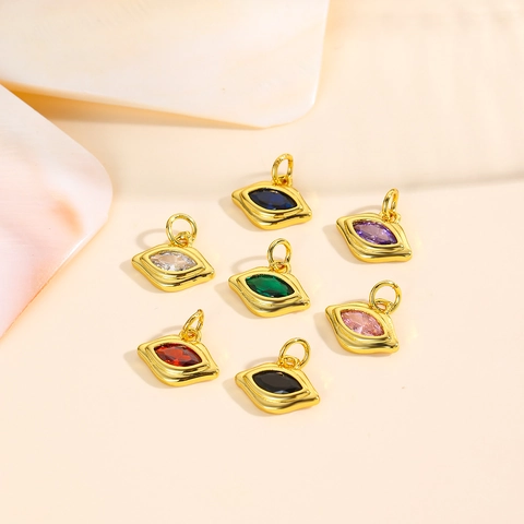 Copper 18K Gold Plated Zirconia Lips Shaped Pendant For DIY Jewelry Making Necklace Bracelet Earrings Accessory For Women