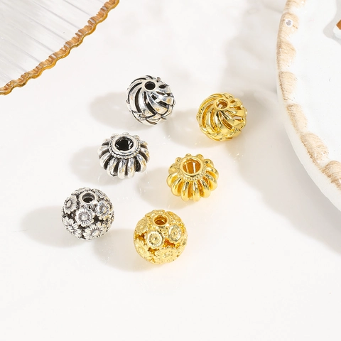 Vintage Alloy Hollow Flower Pattern Spacer Beads Lantern Pumpkin Style DIY Jewelry Making Charms For Necklace Bracelet