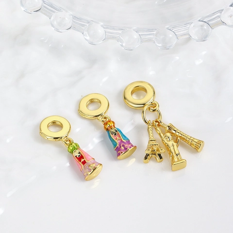 Koper Emaille Maagd Maria Bezienswaardigheden Bedeltjes Voor Sieraden Maken Eiffeltoren Vrijheidsbeeld Vergulde DIY Armband Hangers