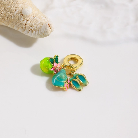 Colgantes de Dijes de Bricolaje de Cobre Chapado en Oro de 18K Esmalte Zirconia Vestido de Novia Traje Zapatillas de Verano Cuentas de Joyería