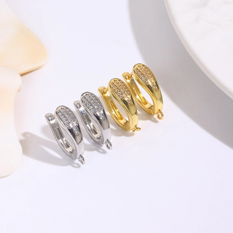 Pendientes de Aro Huggie de Cobre Minimalistas en Forma de U para Mujer Con Incrustaciones de Circonia DIY Accesorios