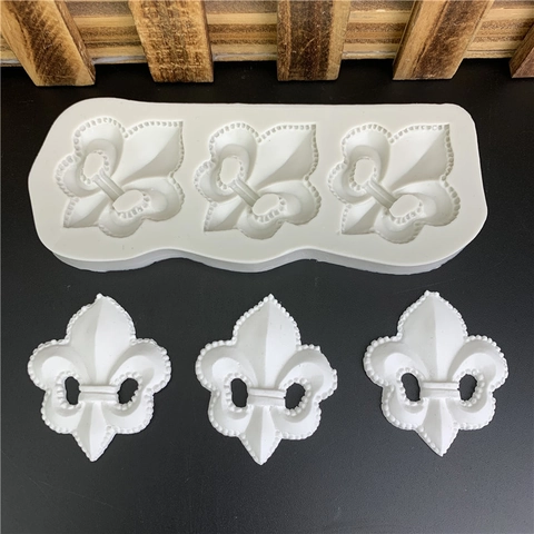 Fleur-De-Lis Silikon Fondant Form Vintage Barock Relief Rand Kuchen Dekoration Backwerkzeug Ton Gips Handwerk Form