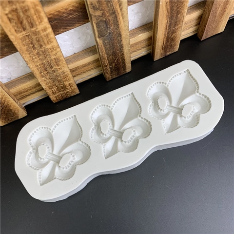 Fleur-De-Lis Silikon Fondant Form Vintage Barock Relief Rand Kuchen Dekoration Backwerkzeug Ton Gips Handwerk Form