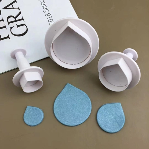 Molde para Galletas de Plástico Forma Gota de Agua y Hoja Prensa para Fondant Herramienta de Panadería DIY para Decoración de Pasteles