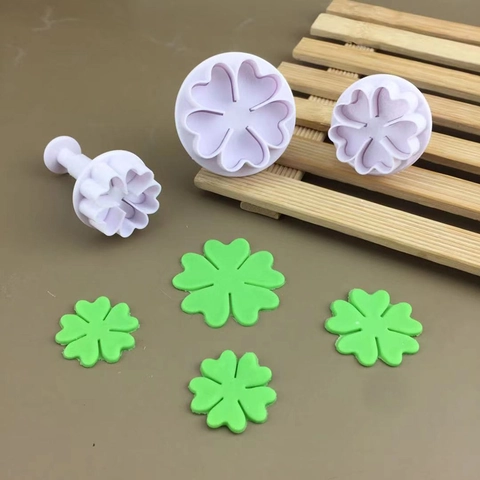 Cortadores de Galletas con Forma de Corazón y Flor Moldes de Émbolo para Fondant Plástico Decoración de Pasteles