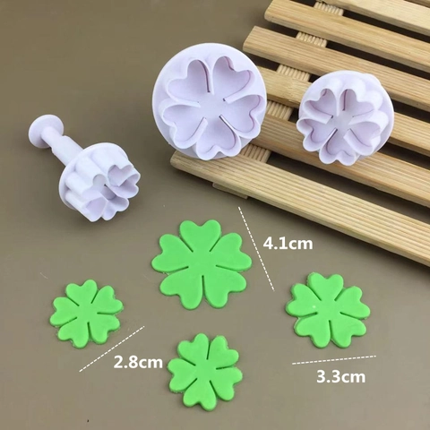 Cortadores de Galletas con Forma de Corazón y Flor Moldes de Émbolo para Fondant Plástico Decoración de Pasteles