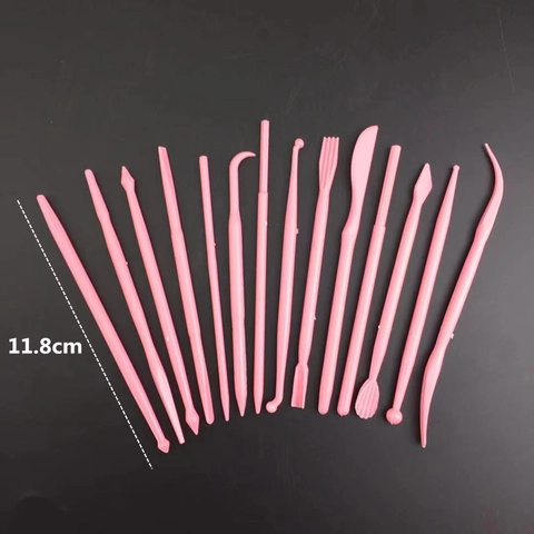 14-teiliges Fondant-Kuchendekorations-Werkzeugset Zuckerblumen-Modellierstift Silikon DIY Handwerk Ton Schnitzen Backformer Set