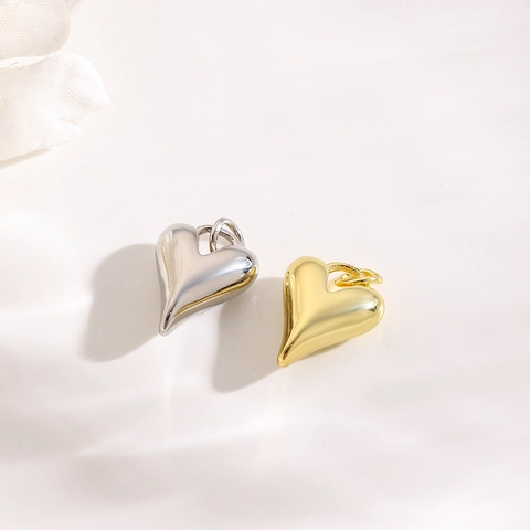 Ciondolo a Cuore in Rame Minimalista Placcato Oro 18K Charm a Cuore per Fai da Te Collana Braccialetto Accessorio per Gioielli