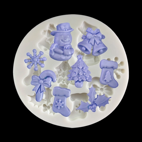 Kerstboom Sneeuwvlok Bel Siliconen Vorm Voor Fondant Chocolade DIY Bakgereedschap Feestelijke Party Taart Decoratie
