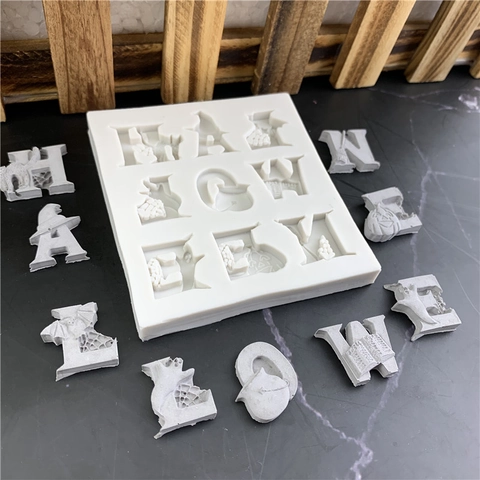 Halloween Alphabet Buchstaben Silikonform Für Schokolade Kuchen Dekoration DIY Gips Epoxidharz Festliche Backwerkzeuge