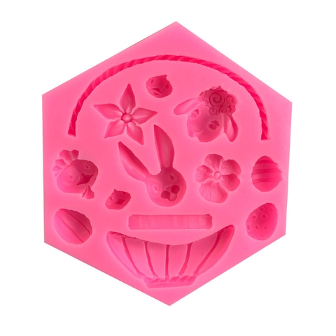 Easter Bunny Chick Silicone Fondant Mold Egg Basket Flower Shapes For Cake Decorating DIY Clay Chocolate Baking Tools