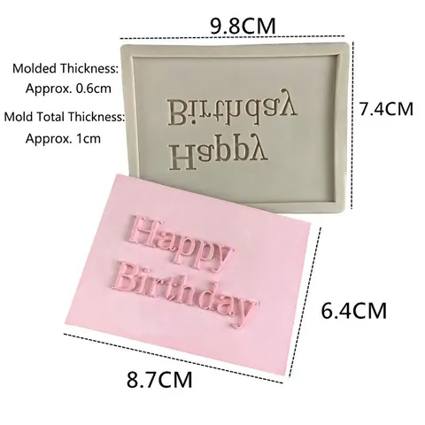 Happy Birthday Letter Silicone Mold DIY Cake Decorating Fondant Chocolate Plaque Resin Clay Mould Baking Tool For Party