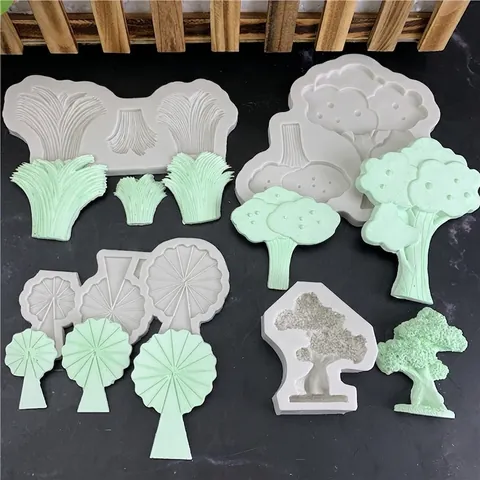 Stampo in Silicone ad Albero ed Erba per Cioccolato Fondente Strumento di Decorazione da Forno Fai da Te in Resina Argilla Gesso