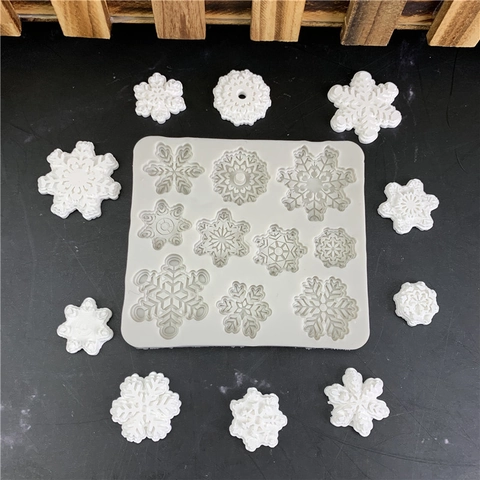 Snowflake Silicone Mold Christmas Cake Decoration Tool For Fondant Chocolate Candy Epoxy Resin Craft DIY Baking Accessory