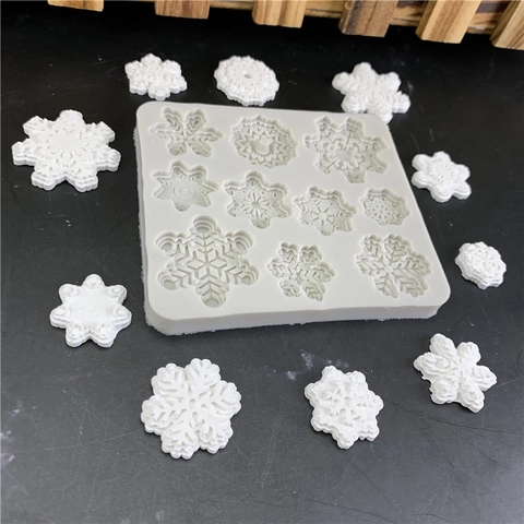 Snowflake Silicone Mold Christmas Cake Decoration Tool For Fondant Chocolate Candy Epoxy Resin Craft DIY Baking Accessory