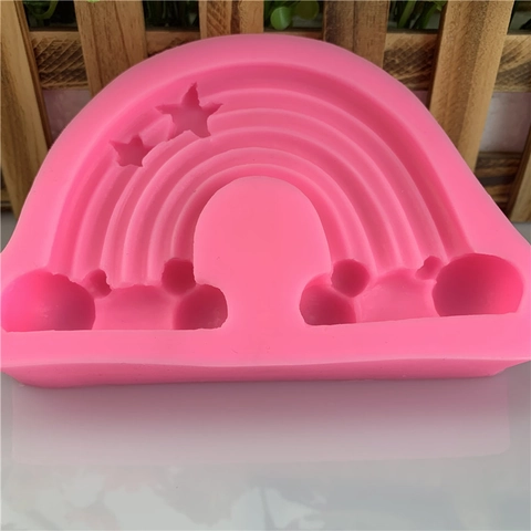 Large Rainbow Cloud Star Silicone Mold For Chocolate Fondant Cake Decorating DIY Baking Tool Gypsum Soap Making Tray