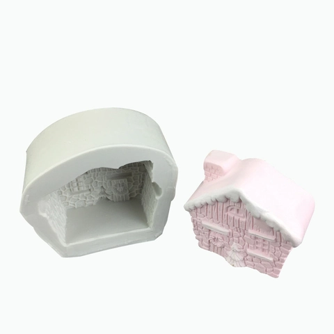 3D House Silicone Mold For DIY Cake Fondant Mold Gypsum Drop Glue Decoration Tool Handmade Soap Building Architecture Mold