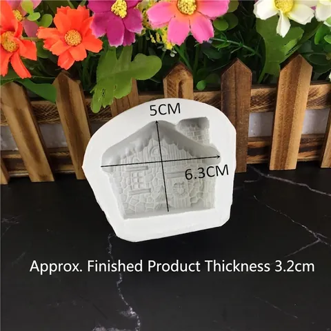 3D House Silicone Mold For DIY Cake Fondant Mold Gypsum Drop Glue Decoration Tool Handmade Soap Building Architecture Mold