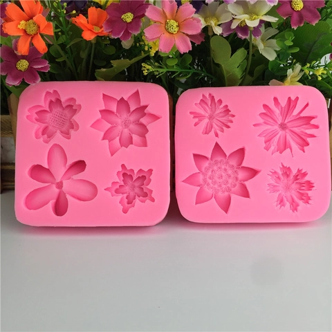 Zonnebloem Madeliefje Siliconen Vorm Voor DIY Bakken Taart Decoratie Chocolade Snoep Zeep Handgemaakte Tool Roze